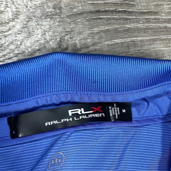 RLX Ralph Lauren Polo Shirt Mens Medium Blue Wicking Golf Performance Stretch - Picture 2 of 9